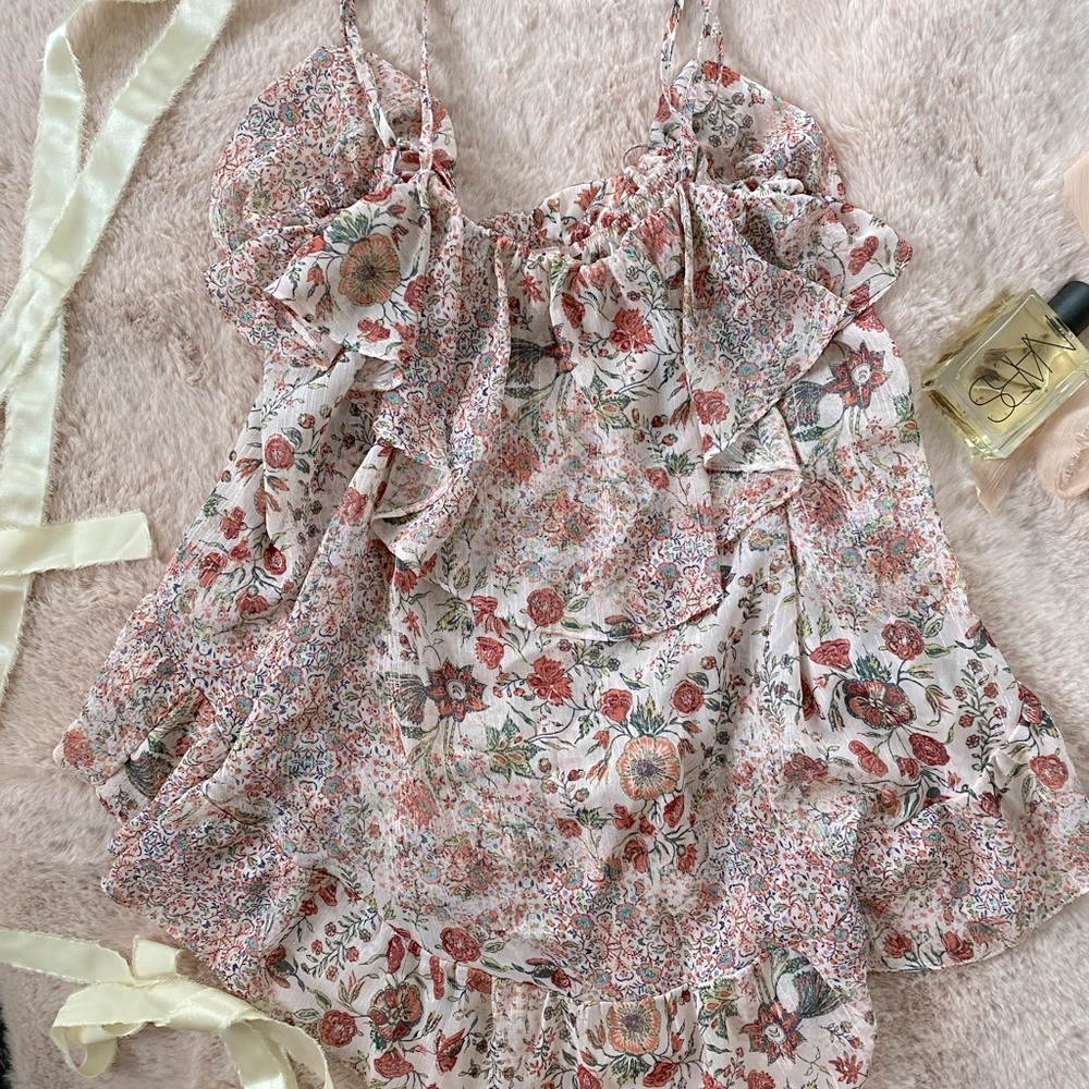 Victoria’s Secret Pink Floral Ruffle Babydoll Top